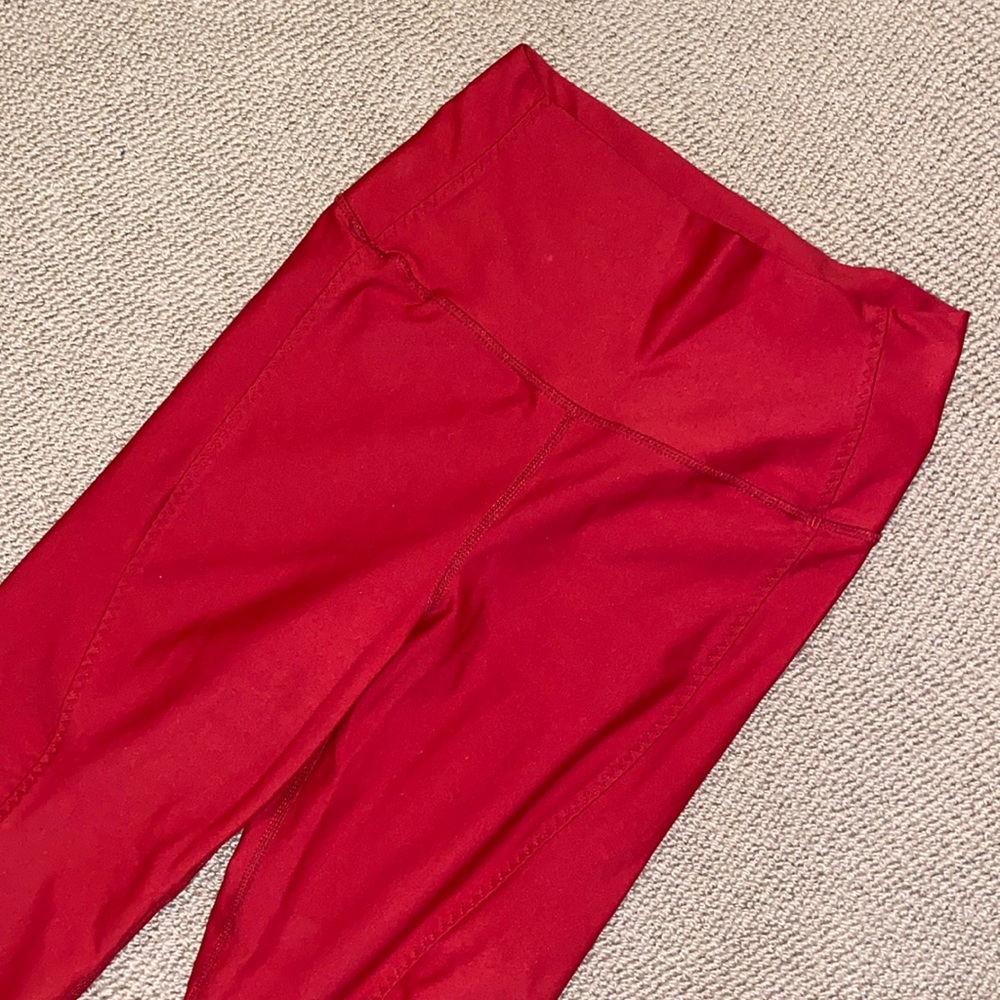 Red Athleta high waist 7/8 length leggings